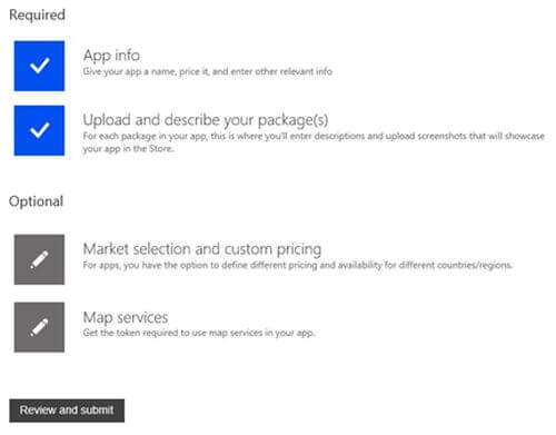 Review and Submit button